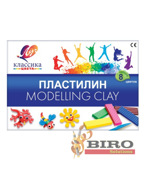Pastă de modelat Klassika, 8 culori x 20 gr. + cutit